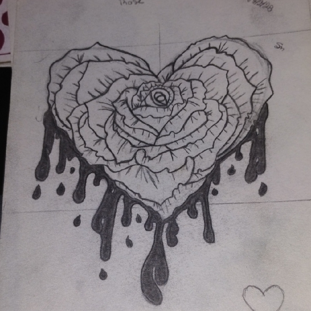 Heart-Shaped Dripping Rose Art Print